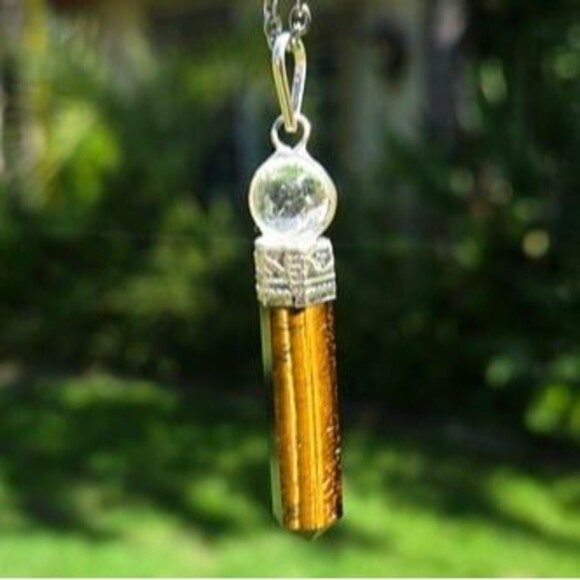 Sphere Tiger's Eye Point Crystal Pendant - Picture 2 of 3